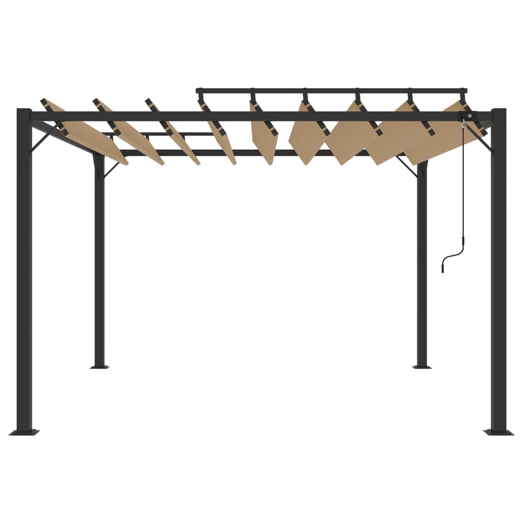 vidaXL Altana z żaluzjowym dachem 3x3 m, taupe, tkanina i aluminium