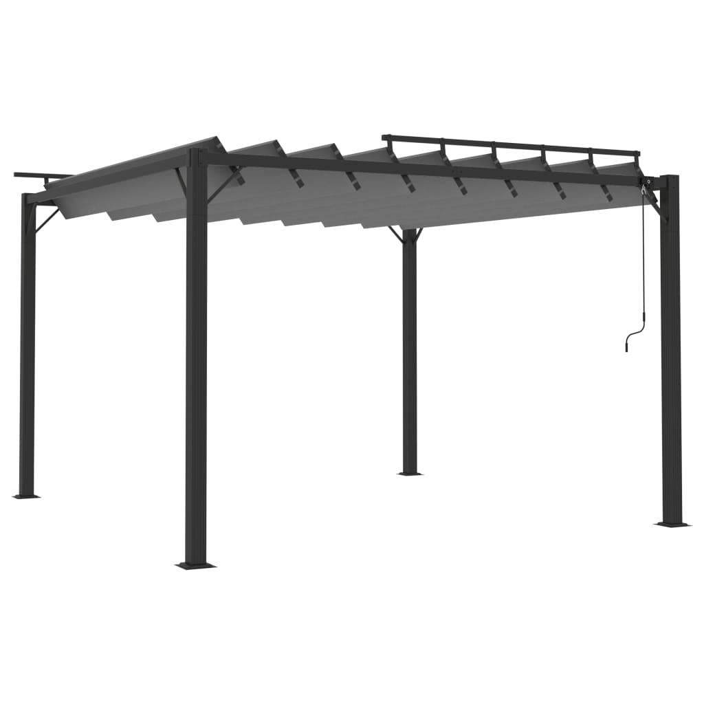 vidaXL Altana z żaluzjowym dachem 3x3 m, antracyt, tkanina i aluminium