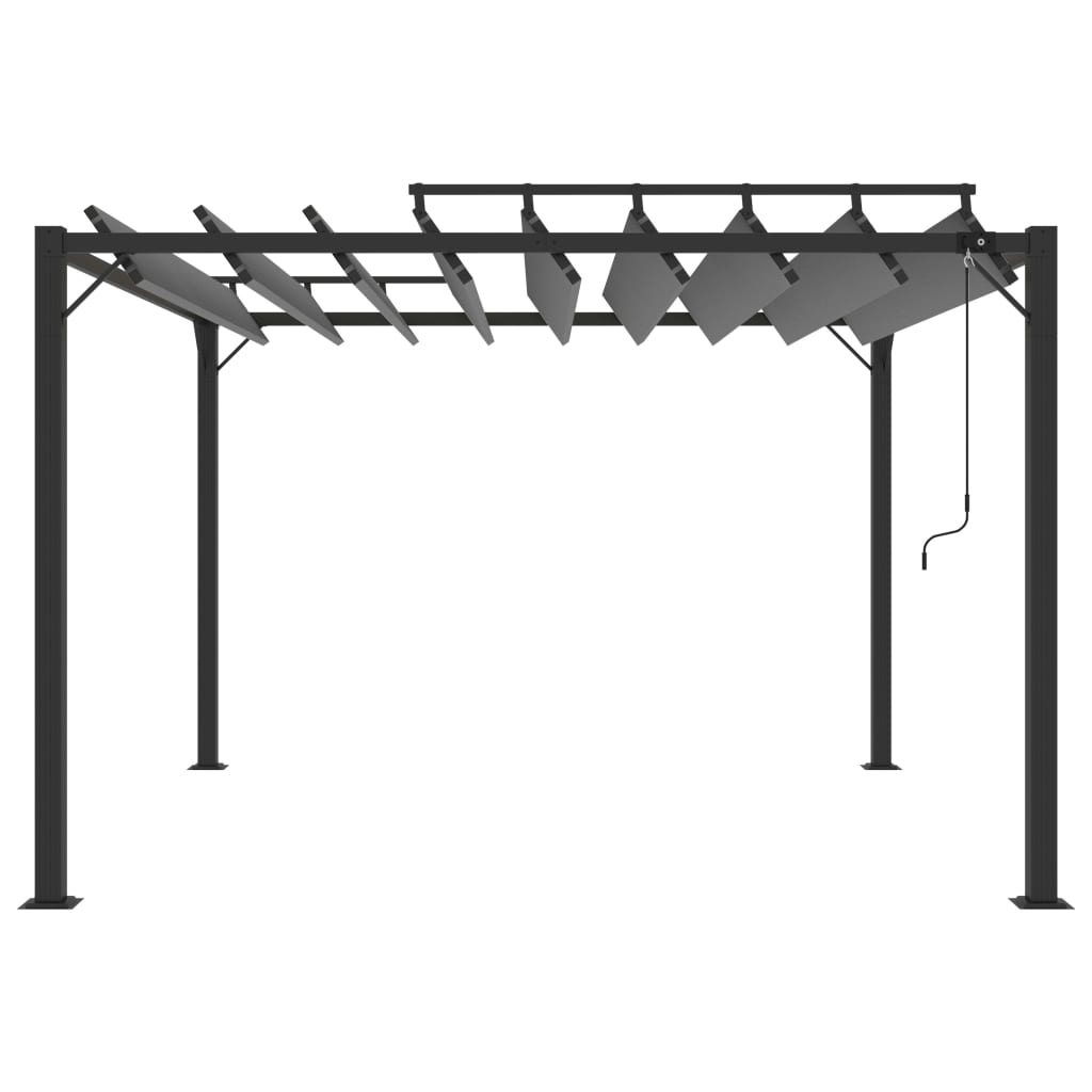 vidaXL Altana z żaluzjowym dachem 3x3 m, antracyt, tkanina i aluminium