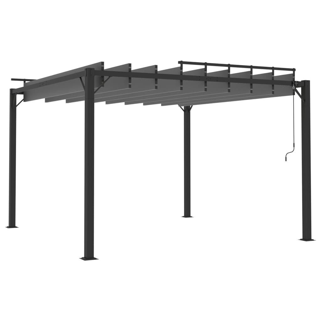 vidaXL Altana z żaluzjowym dachem 3x3 m, antracyt, tkanina i aluminium