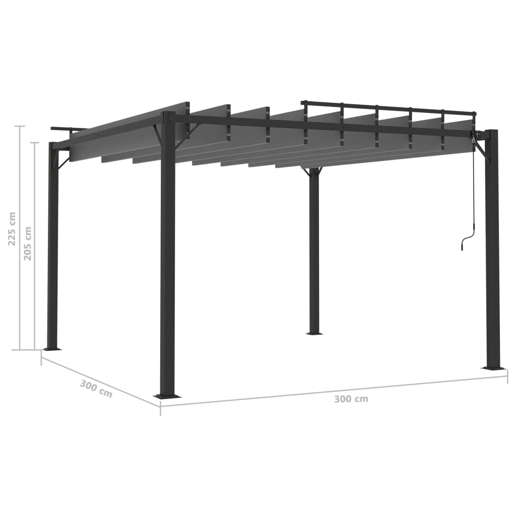 vidaXL Altana z żaluzjowym dachem 3x3 m, antracyt, tkanina i aluminium