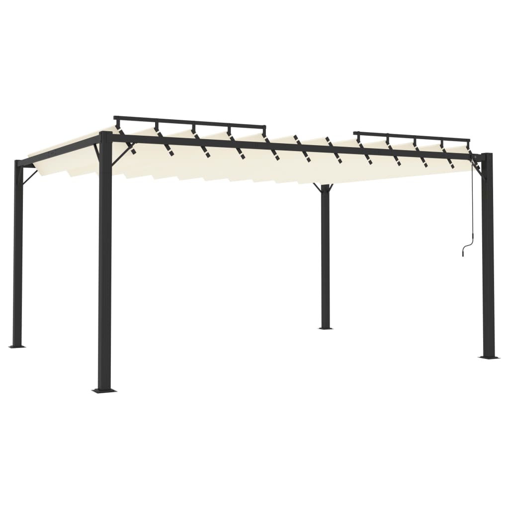 vidaXL Altana z żaluzjowym dachem 3x4 m, kremowa, tkanina i aluminium