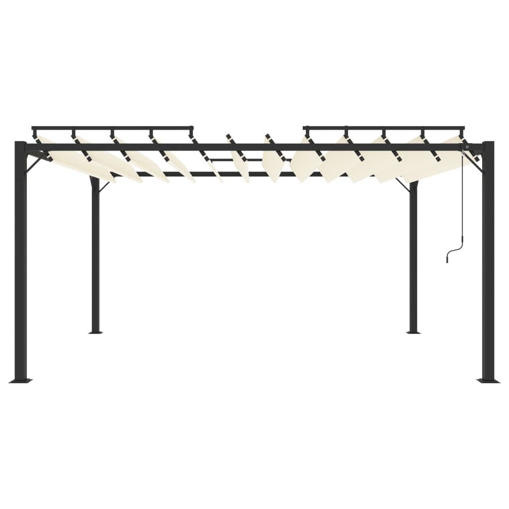 vidaXL Altana z żaluzjowym dachem 3x4 m, kremowa, tkanina i aluminium