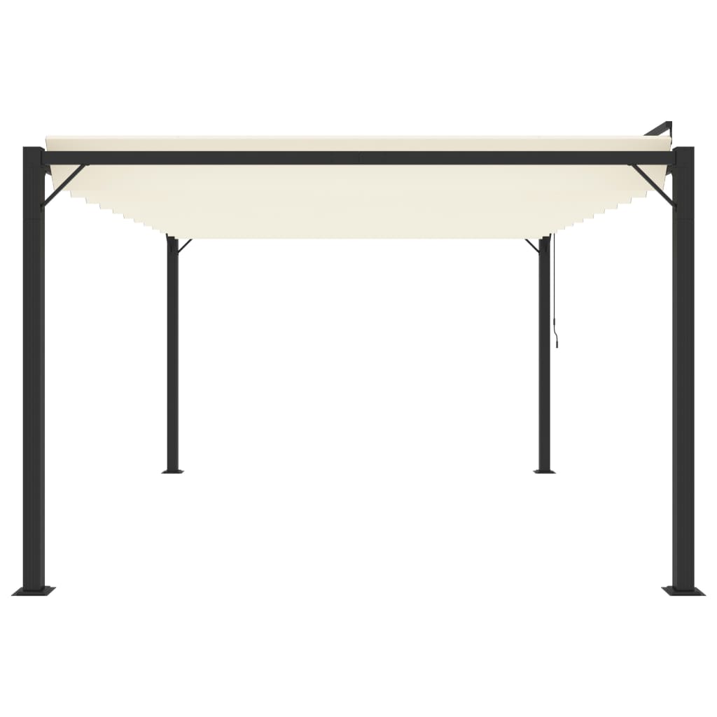 vidaXL Altana z żaluzjowym dachem 3x4 m, kremowa, tkanina i aluminium