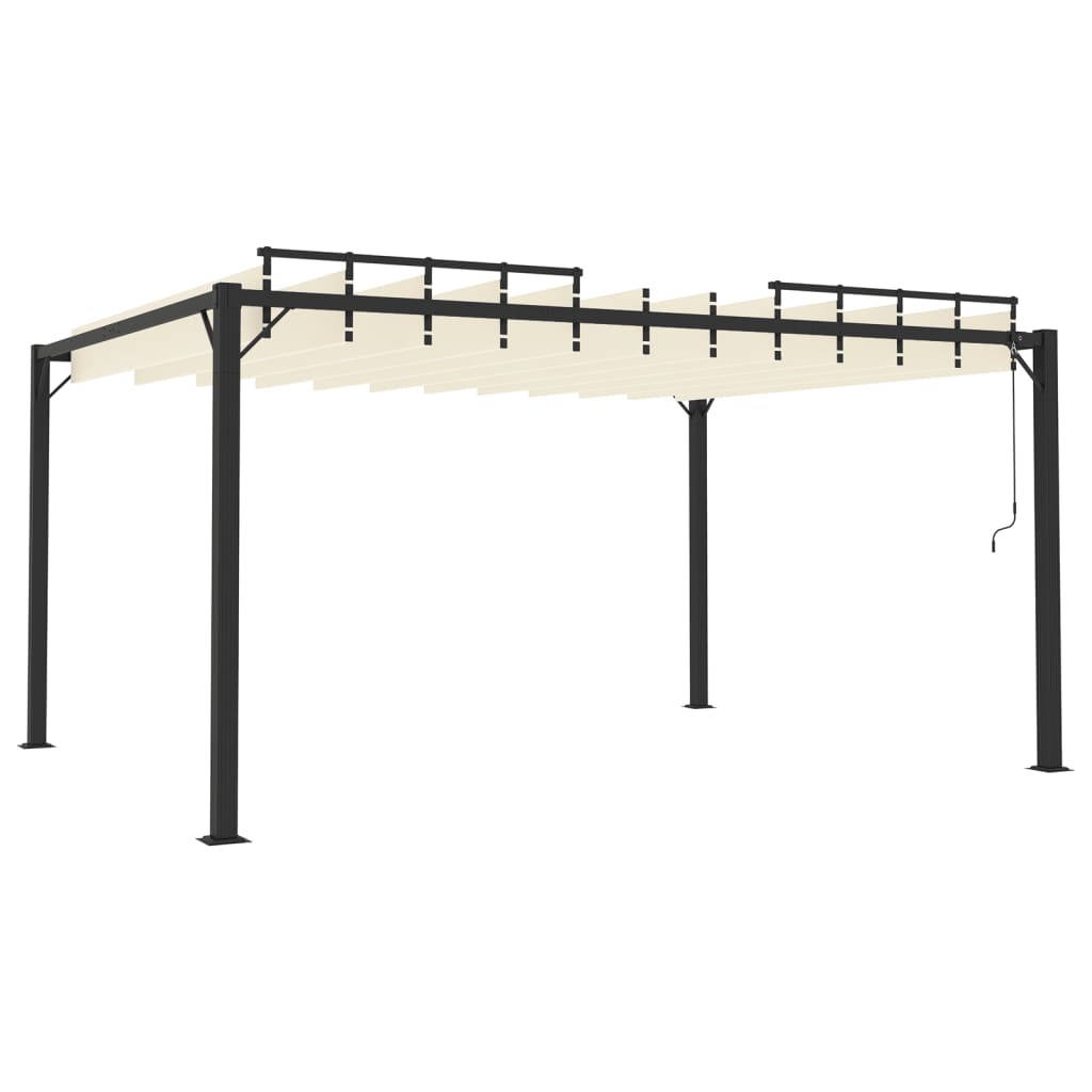 vidaXL Altana z żaluzjowym dachem 3x4 m, kremowa, tkanina i aluminium