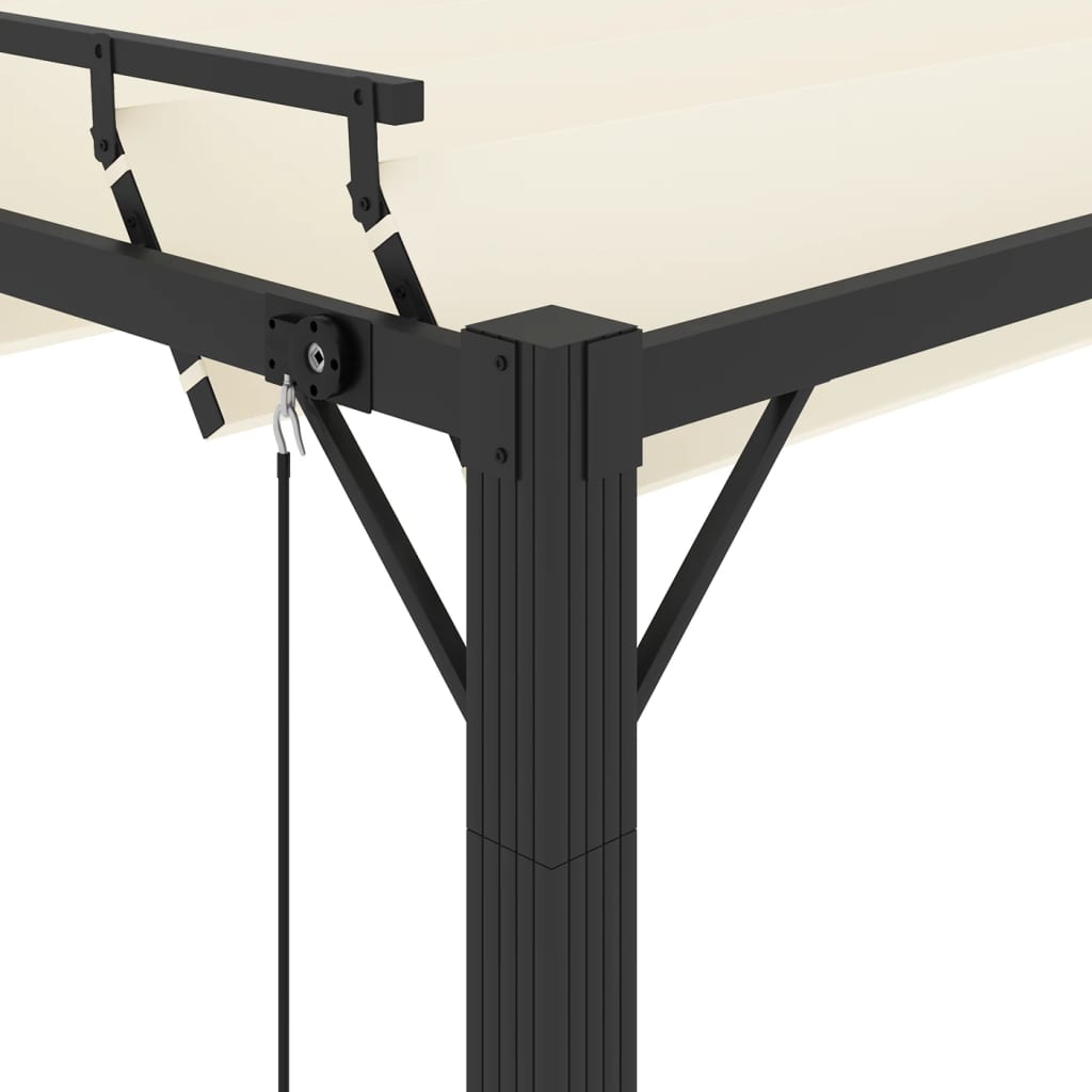 vidaXL Altana z żaluzjowym dachem 3x4 m, kremowa, tkanina i aluminium
