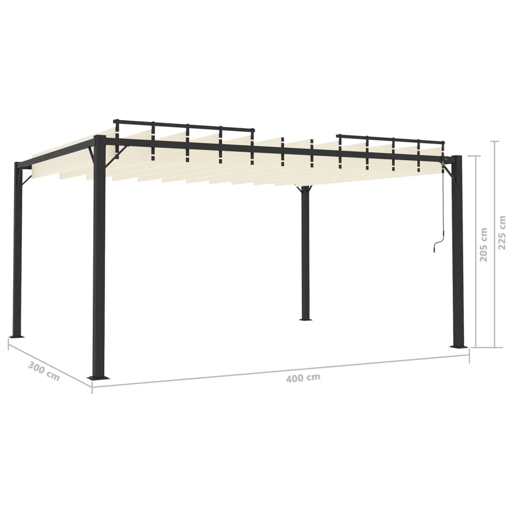 vidaXL Altana z żaluzjowym dachem 3x4 m, kremowa, tkanina i aluminium