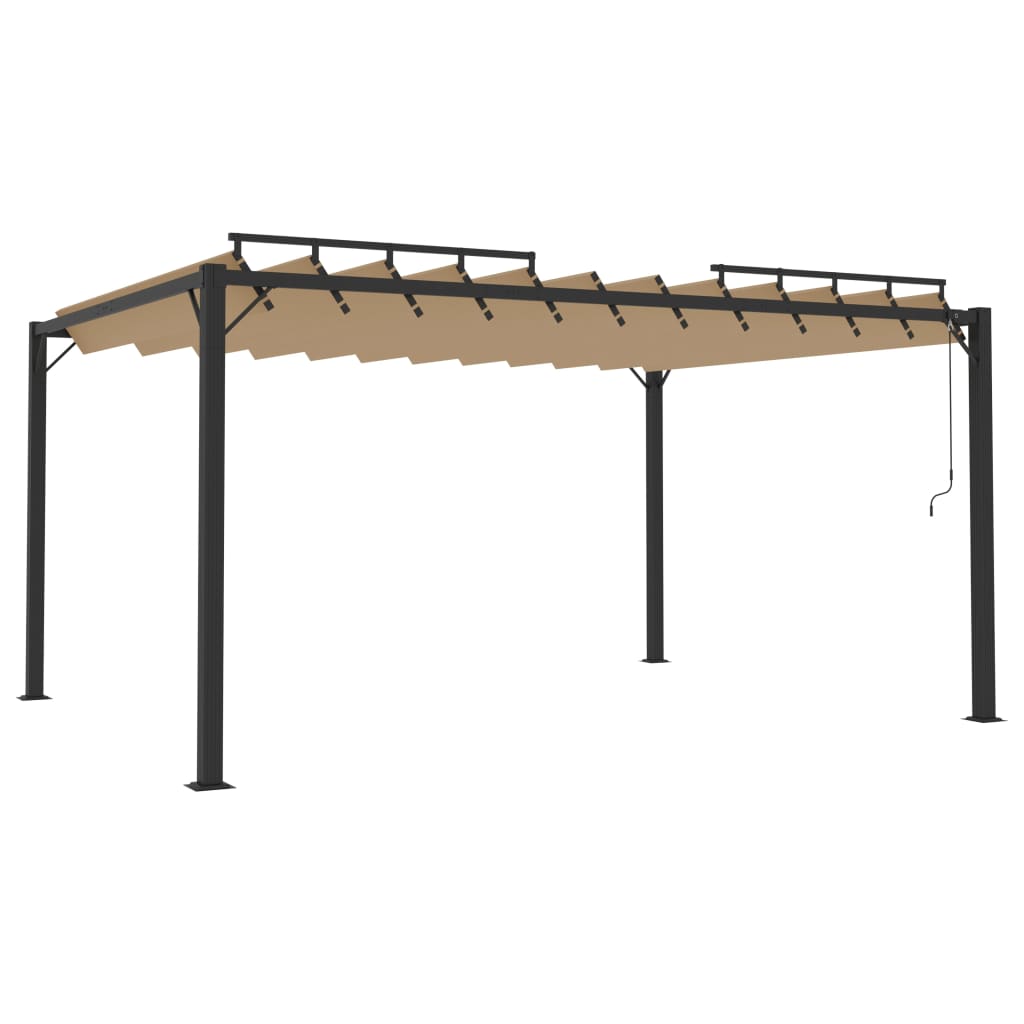 vidaXL Altana z żaluzjowym dachem 3x4 m, taupe, tkanina i aluminium