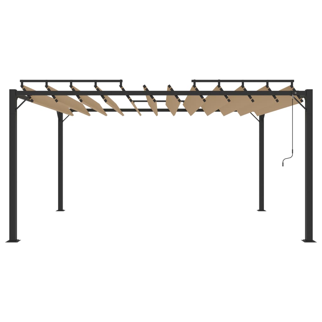 vidaXL Altana z żaluzjowym dachem 3x4 m, taupe, tkanina i aluminium