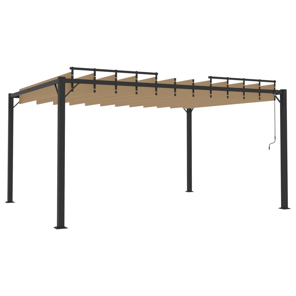 vidaXL Altana z żaluzjowym dachem 3x4 m, taupe, tkanina i aluminium