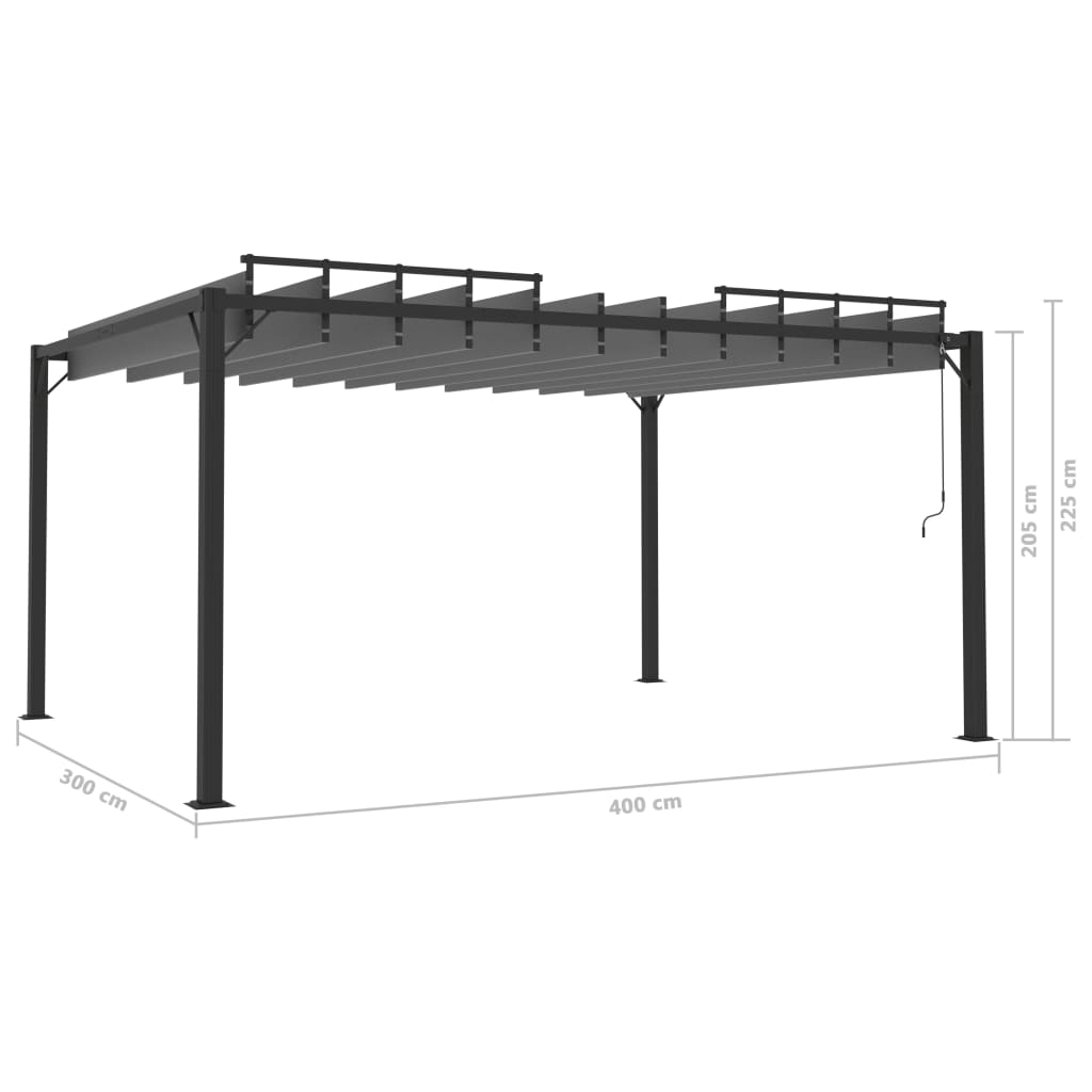vidaXL Altana z żaluzjowym dachem 3x4 m, antracyt, tkanina i aluminium