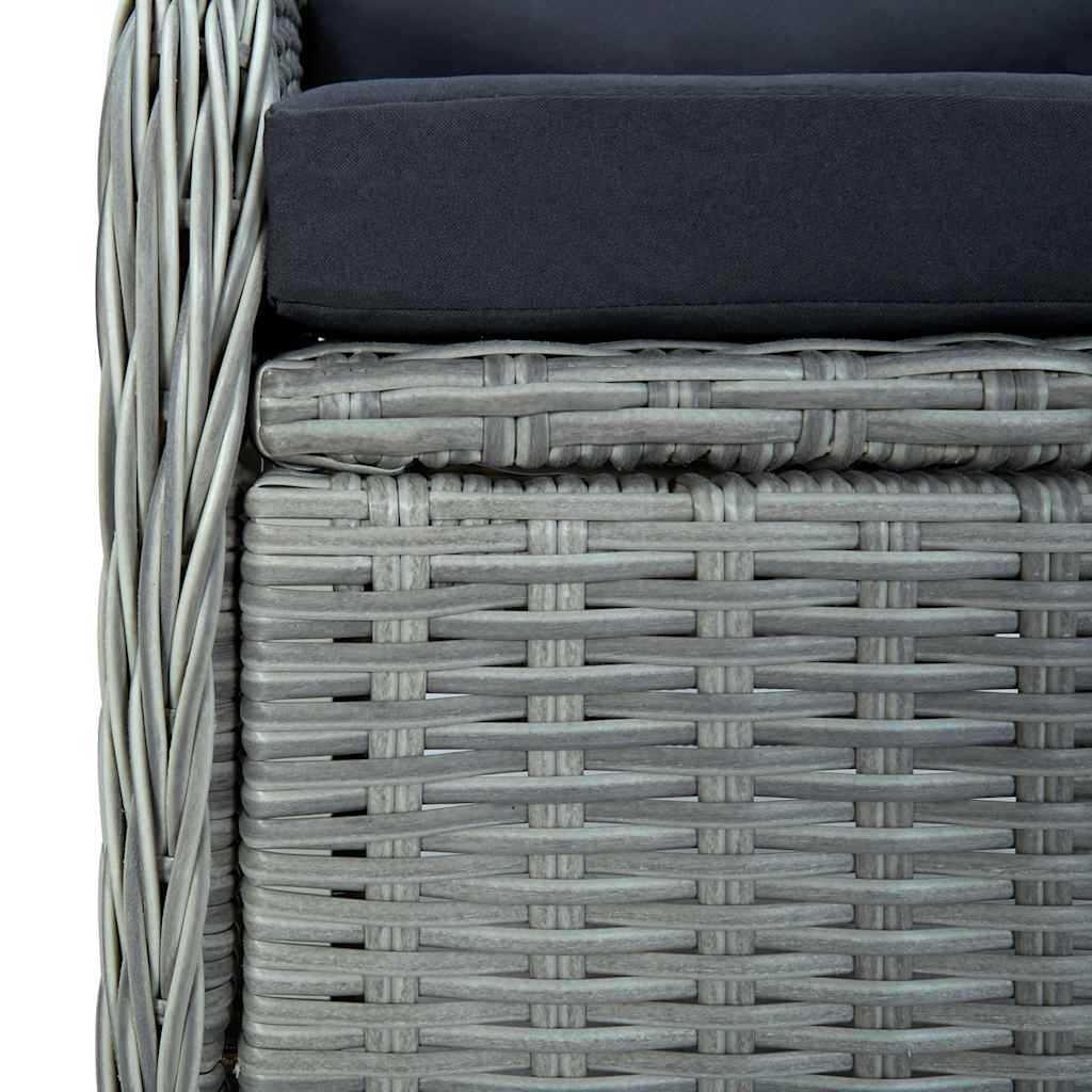 vidaXL Rozkładane krzesło ogrodowe z poduszkami, jasnoszary polirattan