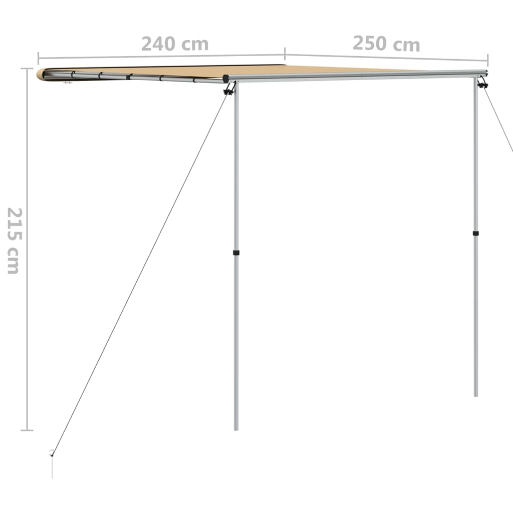 vidaXL Zadaszenie do kampera, 2,4 x 2,5 x 2,15 m, beżowe