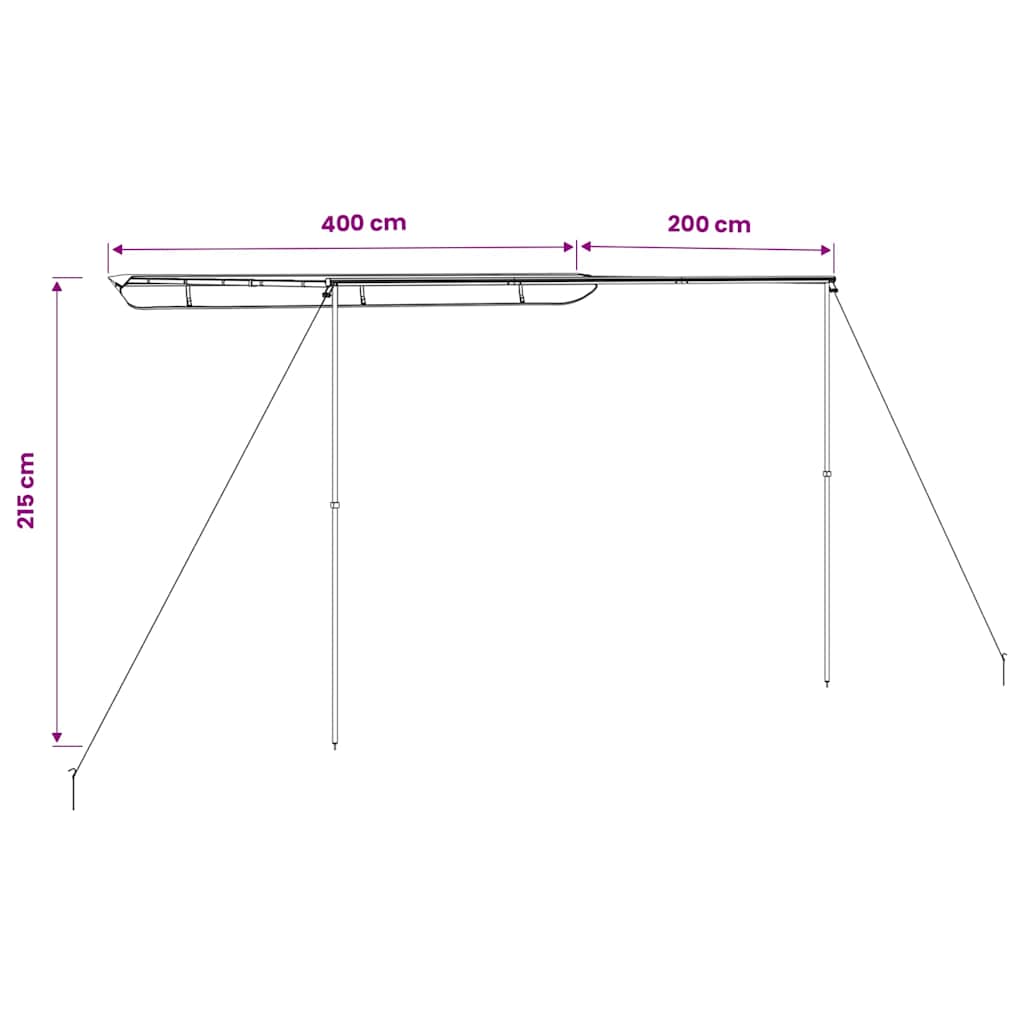 vidaXL Zadaszenie do kampera, 4 x 2 x 2,15 m, beżowe