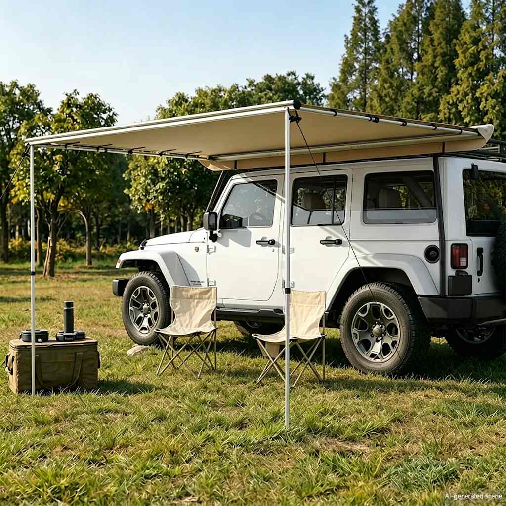 vidaXL Zadaszenie do kampera, 4 x 2 x 2,15 m, beżowe