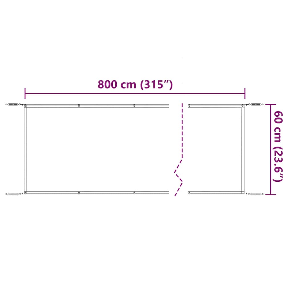 vidaXL Markiza pionowa, biała, 60x800 cm, tkanina Oxford