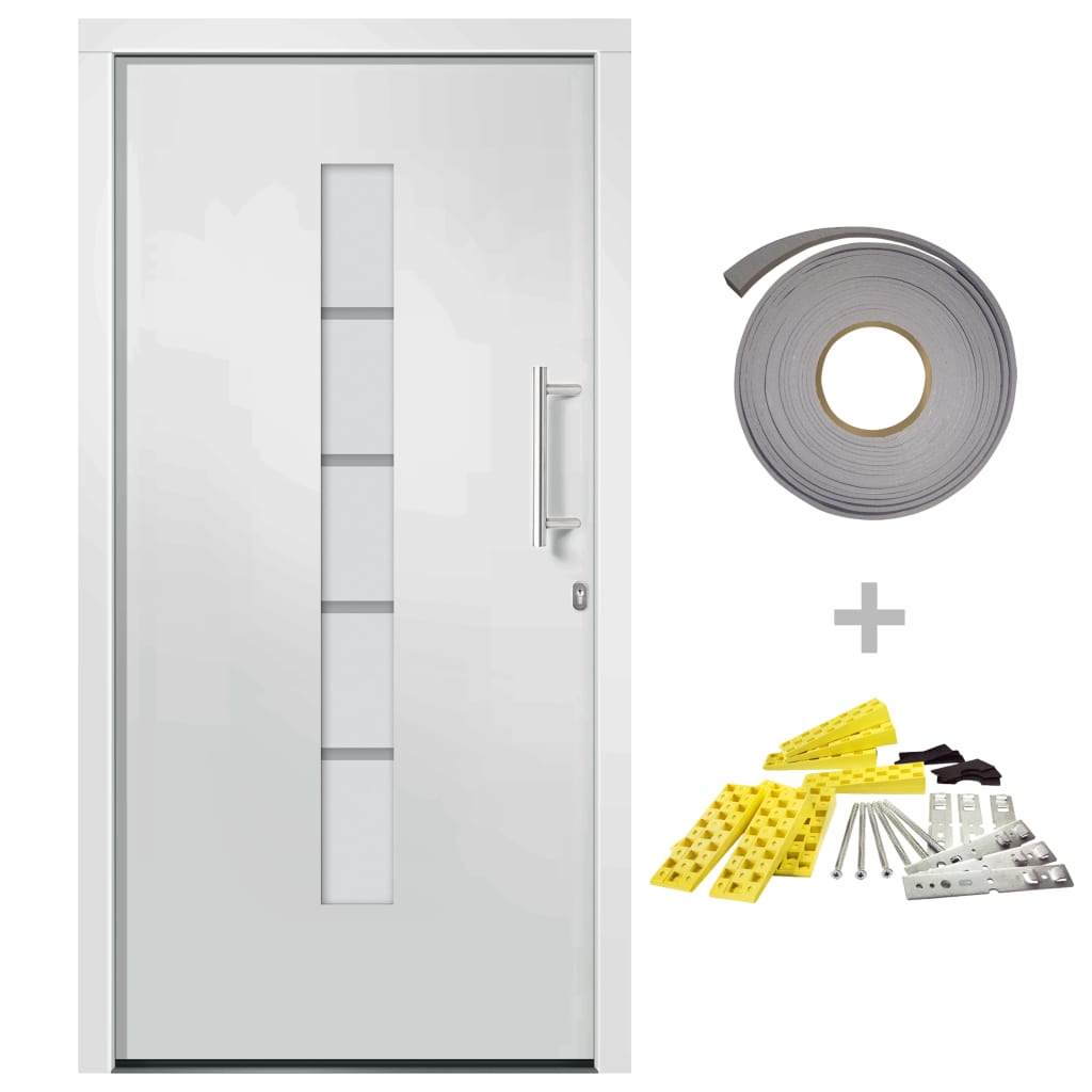 vidaXL Drzwi zewnętrzne, aluminium i PVC, białe, 100x210 cm