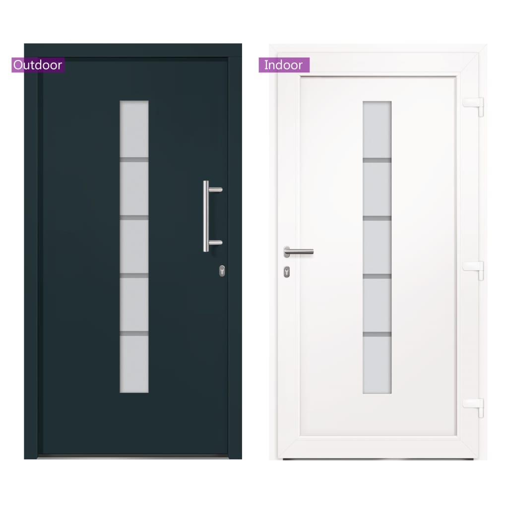 vidaXL Drzwi zewnętrzne, aluminium i PVC, antracytowe, 110x210 cm