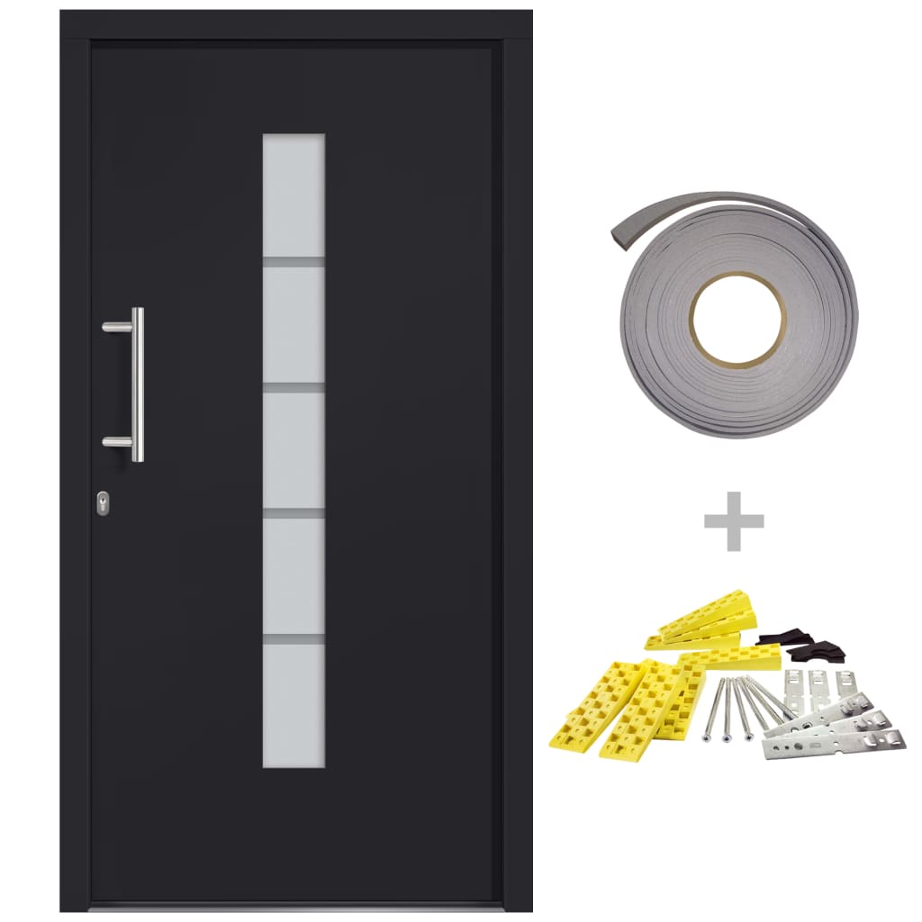 vidaXL Drzwi zewnętrzne, aluminium i PVC, antracytowe, 100x210 cm