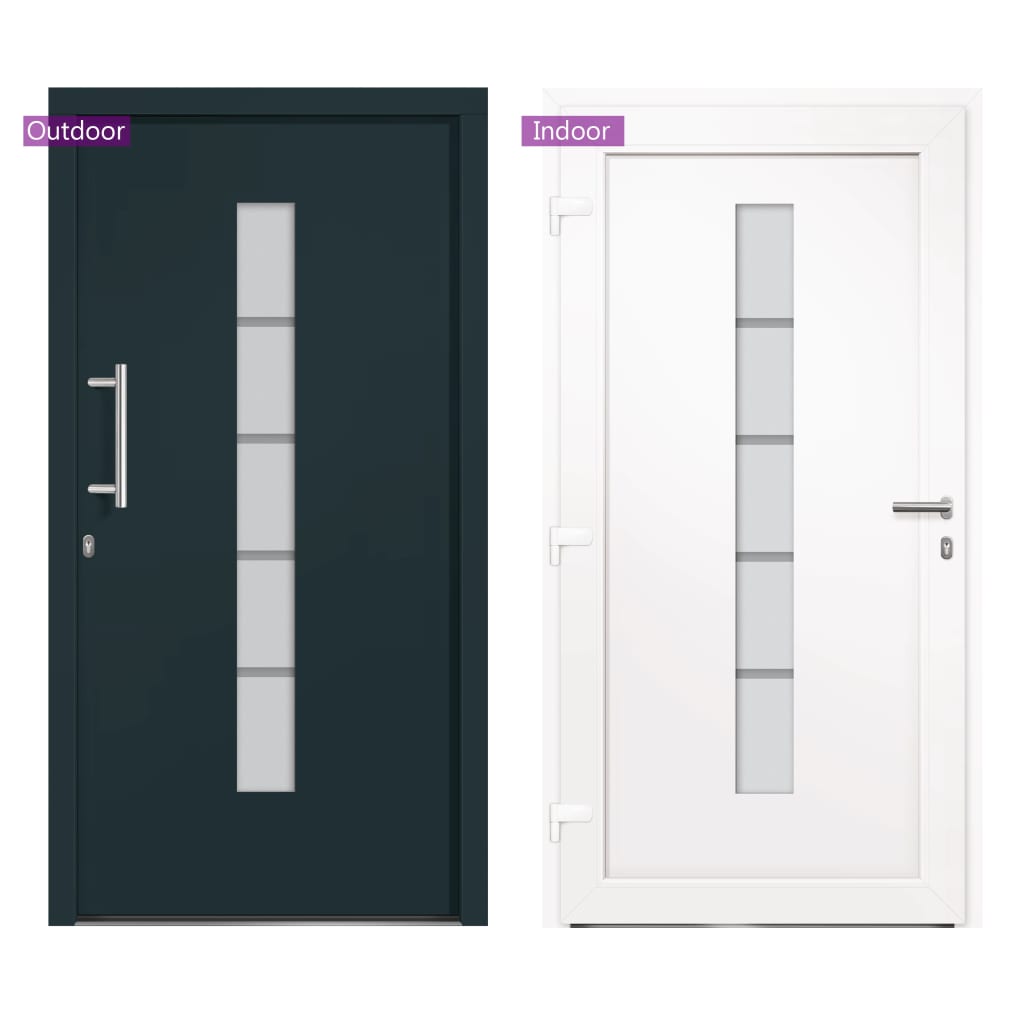 vidaXL Drzwi zewnętrzne, aluminium i PVC, antracytowe, 100x210 cm
