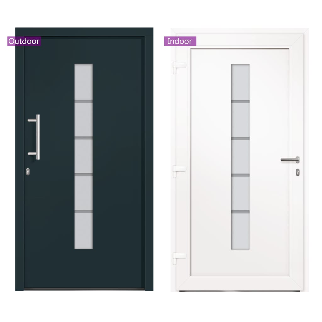 vidaXL Drzwi zewnętrzne, aluminium i PVC, antracytowe, 110x210 cm
