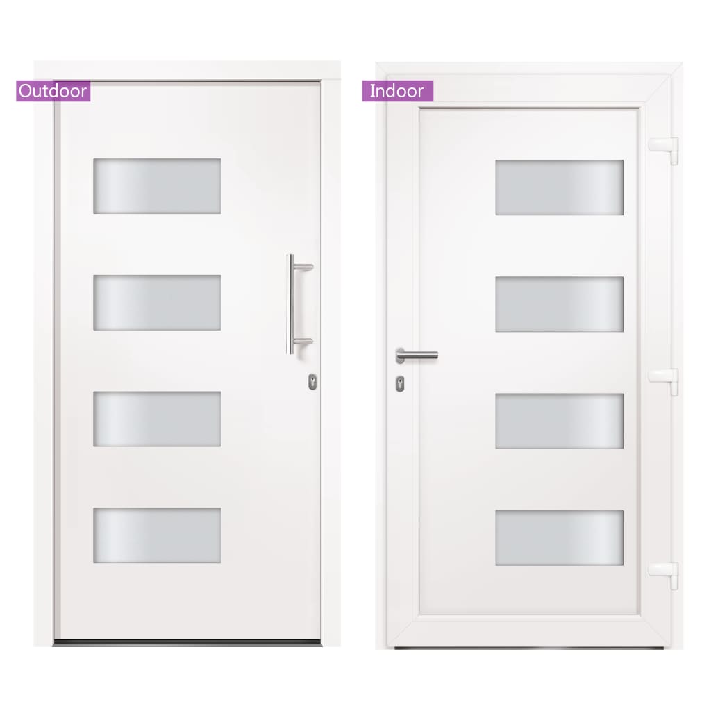 vidaXL Drzwi zewnętrzne, aluminium i PVC, białe, 100x210 cm