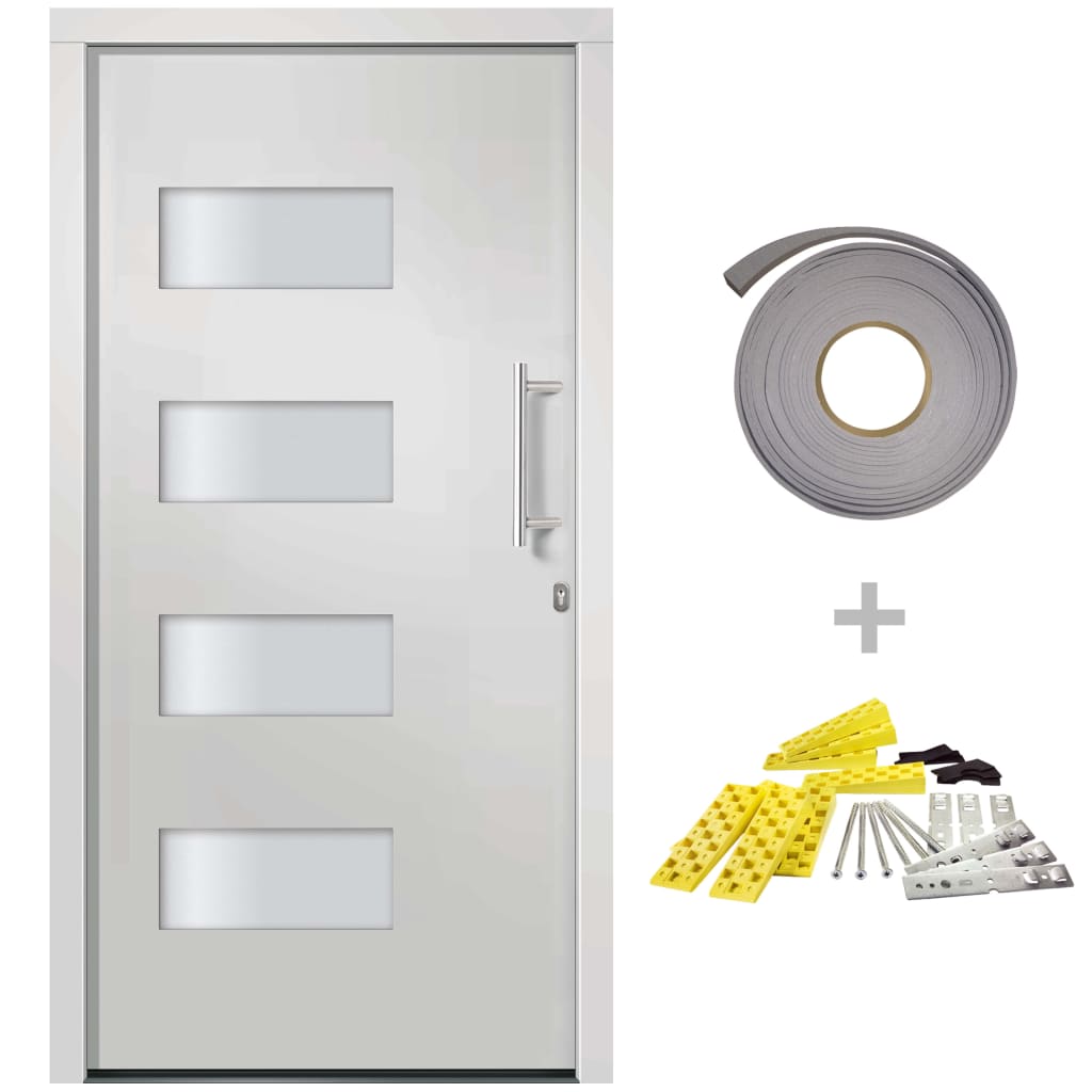 vidaXL Drzwi zewnętrzne, aluminium i PVC, białe, 110x210 cm