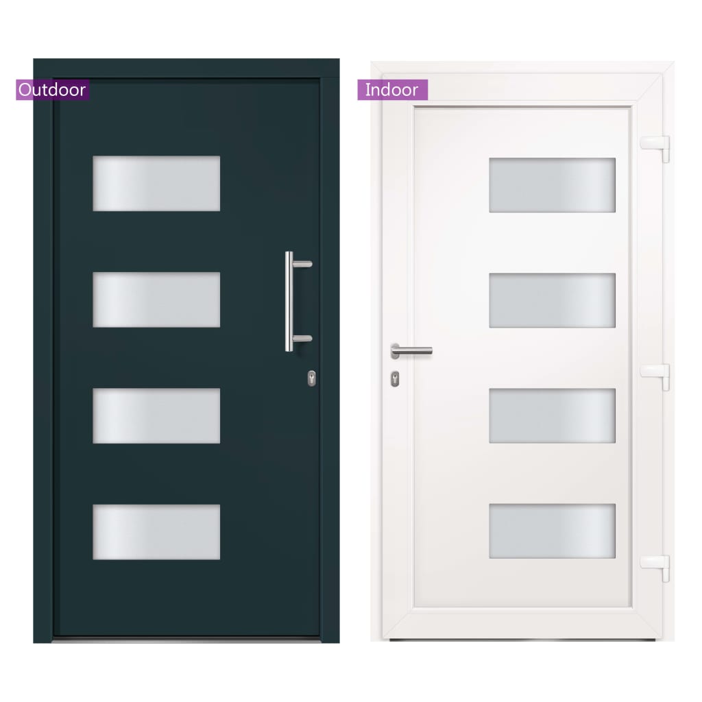 vidaXL Drzwi frontowe, aluminium i PVC, antracytowe, 100x200 cm