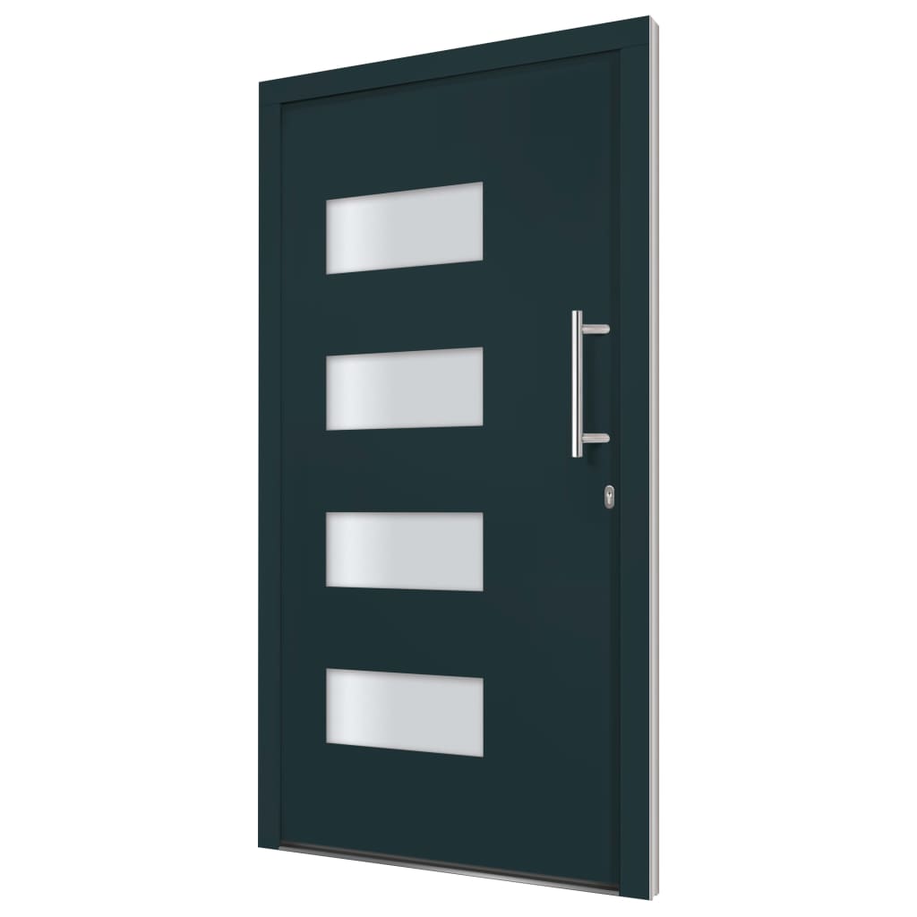 vidaXL Drzwi frontowe, aluminium i PVC, antracytowe, 100x210 cm