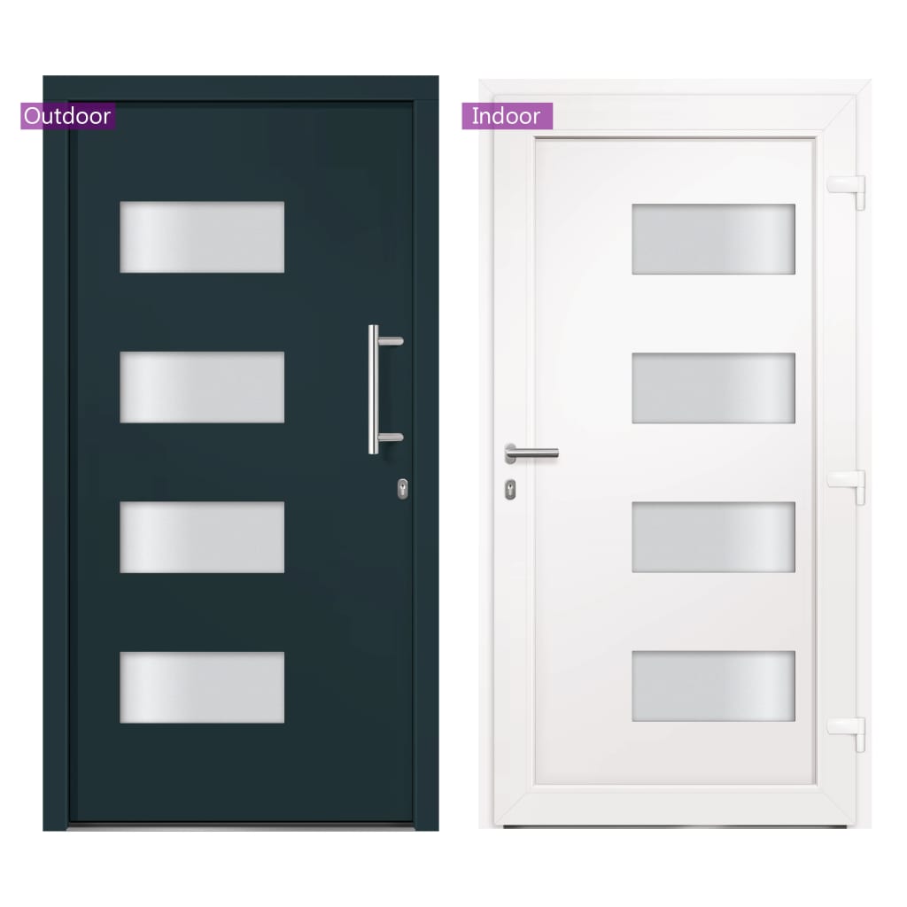 vidaXL Drzwi frontowe, aluminium i PVC, antracytowe, 100x210 cm