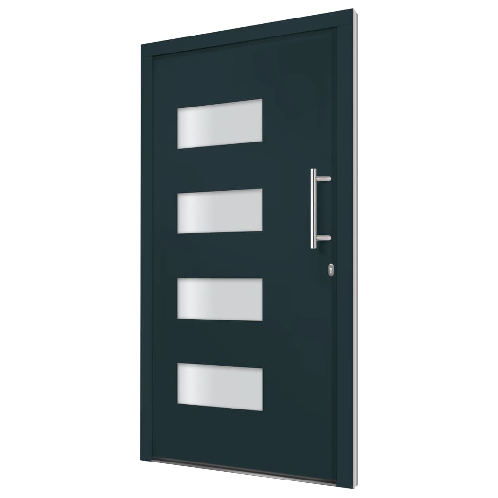 vidaXL Drzwi frontowe, aluminium i PVC, antracytowe, 110x210 cm