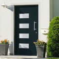 vidaXL Drzwi frontowe, aluminium i PVC, antracytowe, 110x210 cm