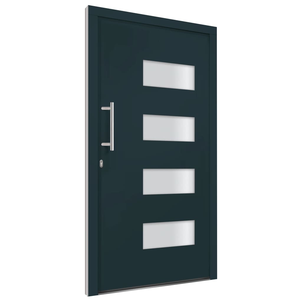 vidaXL Drzwi frontowe, aluminium i PVC, antracytowe, 100x200 cm
