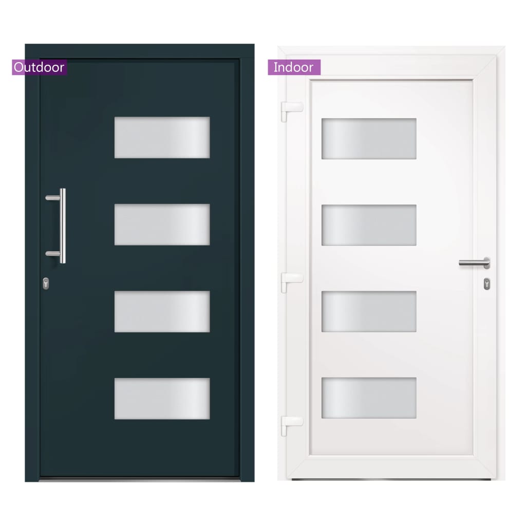 vidaXL Drzwi frontowe, aluminium i PVC, antracytowe, 100x210 cm