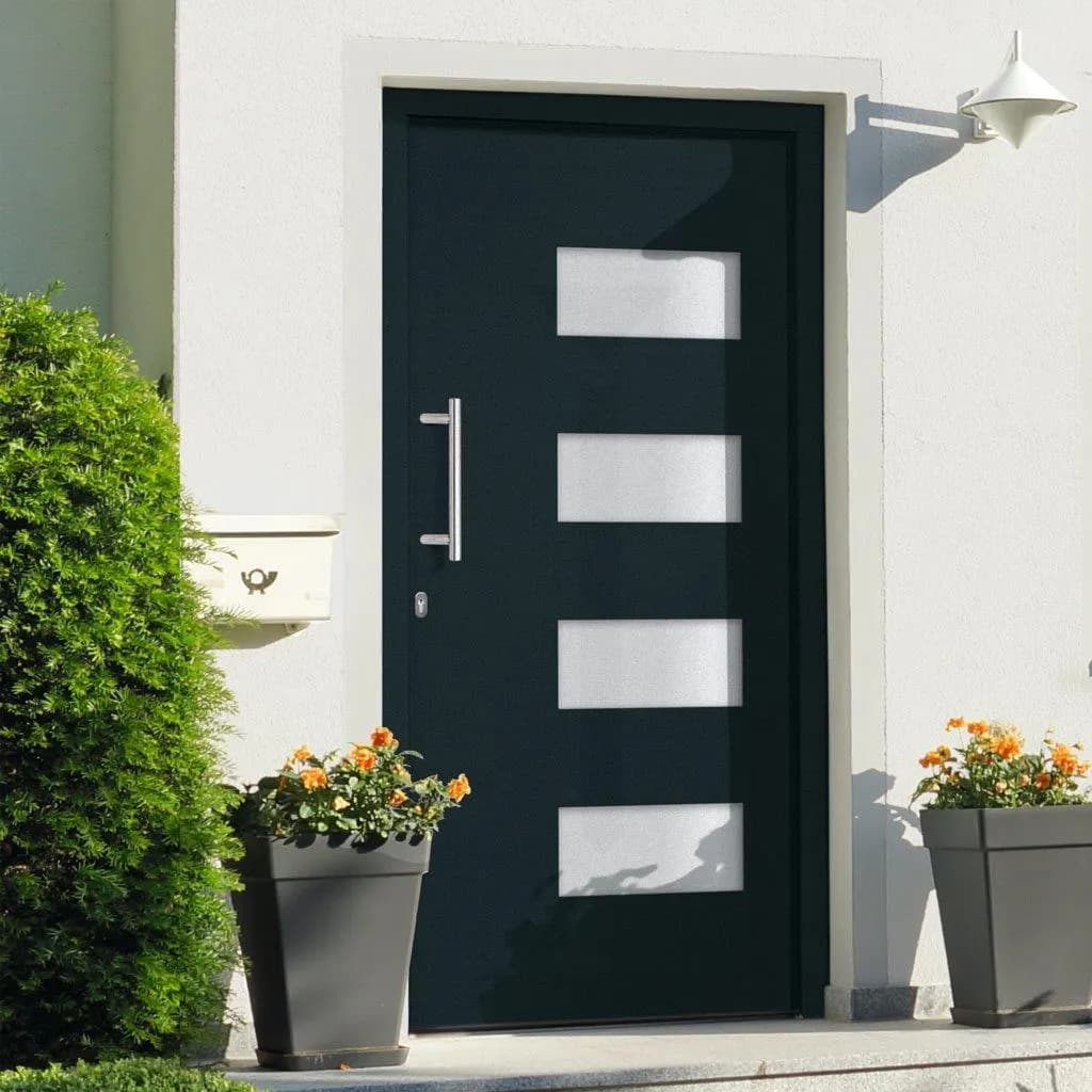 vidaXL Drzwi frontowe, aluminium i PVC, antracytowe, 100x210 cm