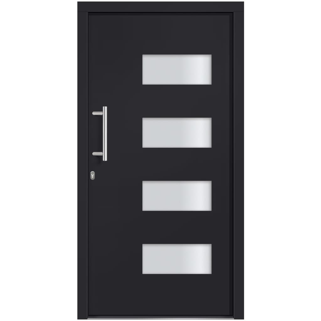 vidaXL Drzwi frontowe, aluminium i PVC, antracytowe, 110x210 cm