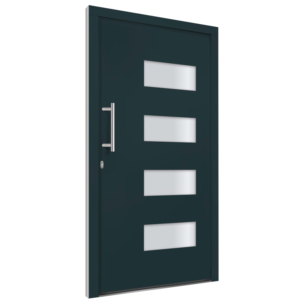 vidaXL Drzwi frontowe, aluminium i PVC, antracytowe, 110x210 cm