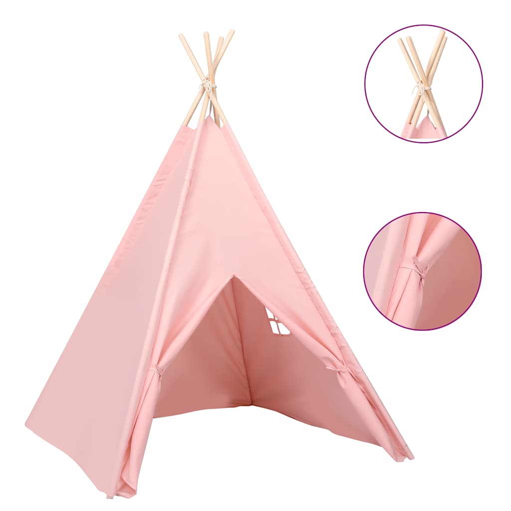 vidaXL Namiot dziecięcy tipi, z torbą, peach skin, róż, 120x120x150 cm
