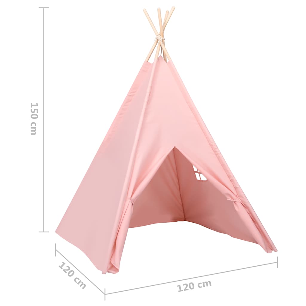 vidaXL Namiot dziecięcy tipi, z torbą, peach skin, róż, 120x120x150 cm