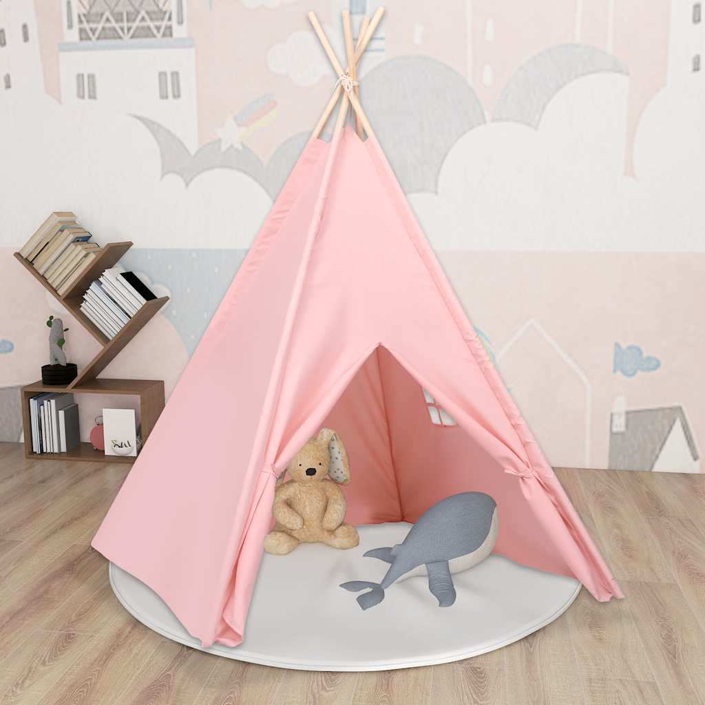 vidaXL Namiot dziecięcy tipi, z torbą, peach skin, róż, 120x120x150 cm