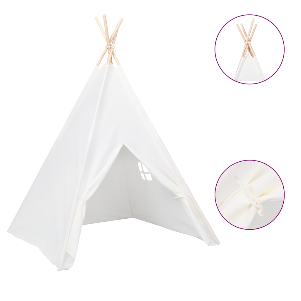 vidaXL Biały namiot dziecięcy tipi, z torbą, peach skin, 120x120x150cm