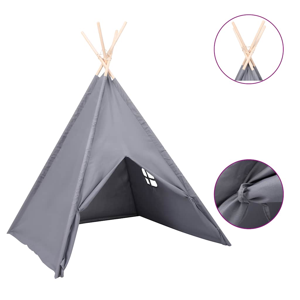 vidaXL Szary namiot dziecięcy tipi, z torbą, peach skin, 120x120x150cm