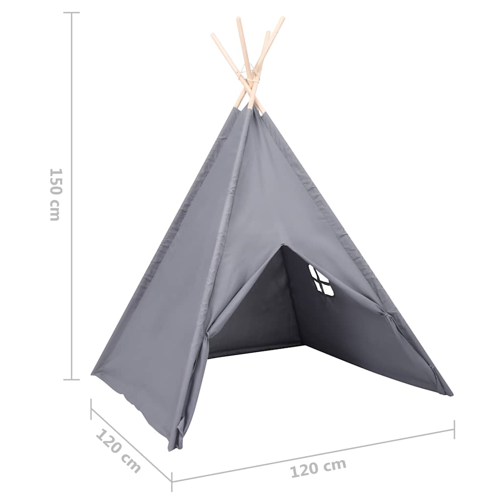 vidaXL Szary namiot dziecięcy tipi, z torbą, peach skin, 120x120x150cm
