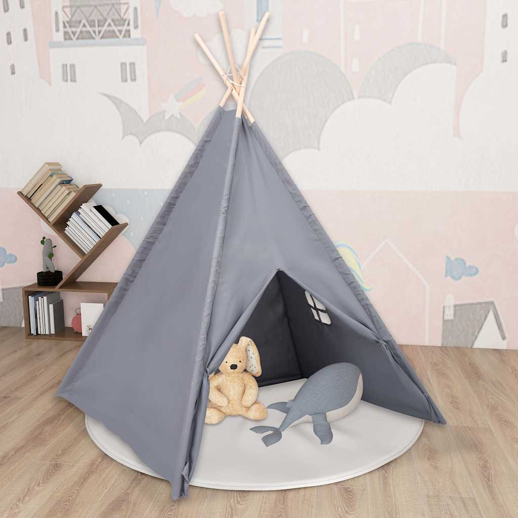 vidaXL Szary namiot dziecięcy tipi, z torbą, peach skin, 120x120x150cm