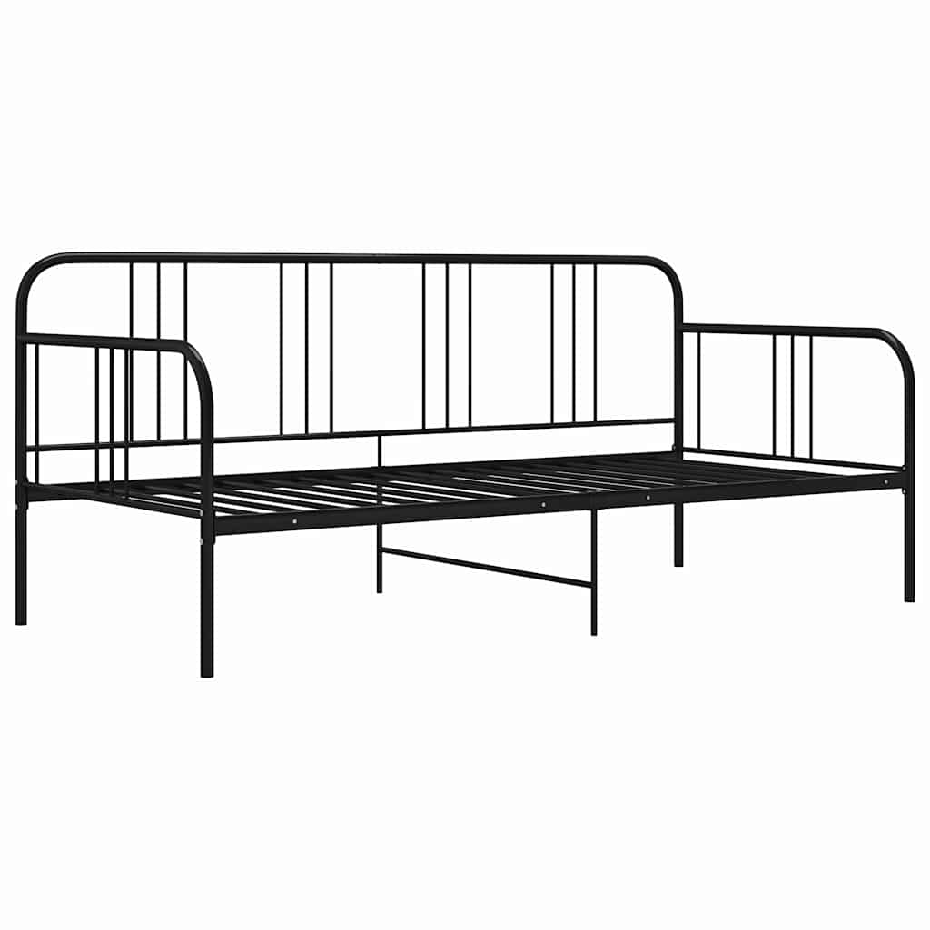 vidaXL Rama sofy, czarna, metalowa, 90x200 cm