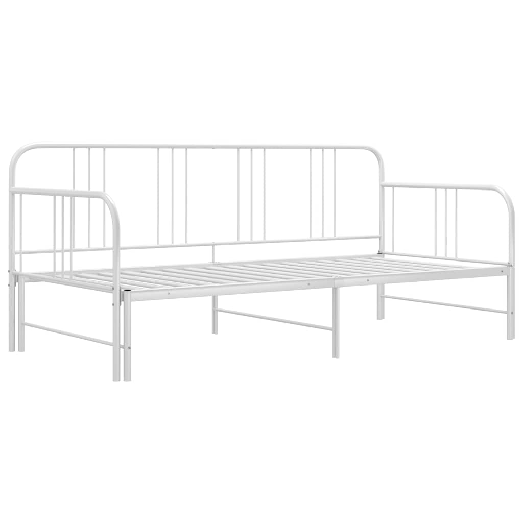 vidaXL Sofa z wysuwaną ramą łóżka, biała, metalowa, 90x200 cm
