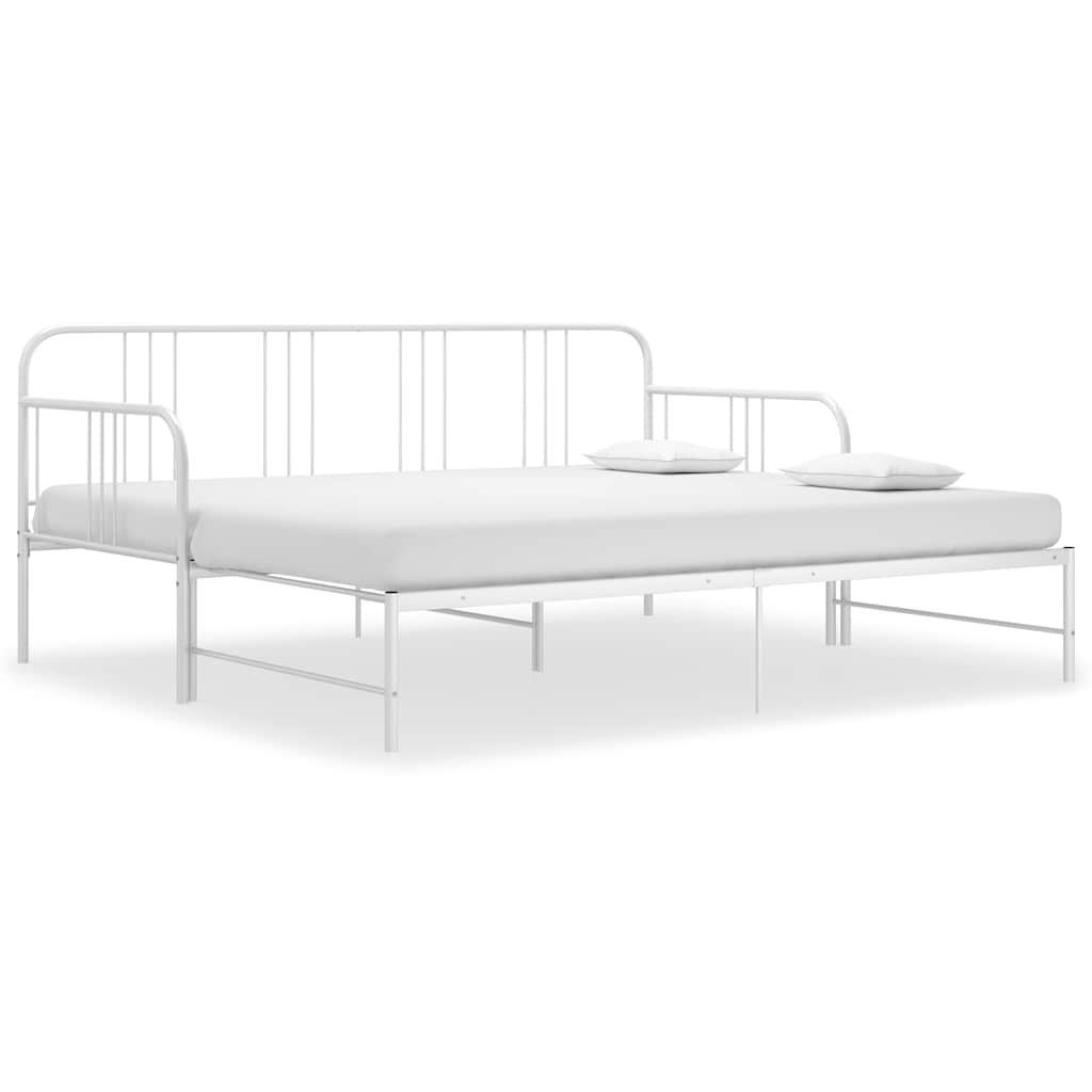 vidaXL Sofa z wysuwaną ramą łóżka, biała, metalowa, 90x200 cm