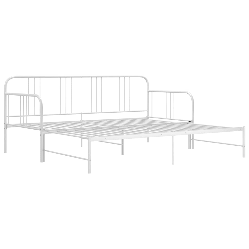 vidaXL Sofa z wysuwaną ramą łóżka, biała, metalowa, 90x200 cm