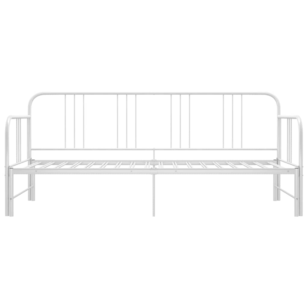 vidaXL Sofa z wysuwaną ramą łóżka, biała, metalowa, 90x200 cm