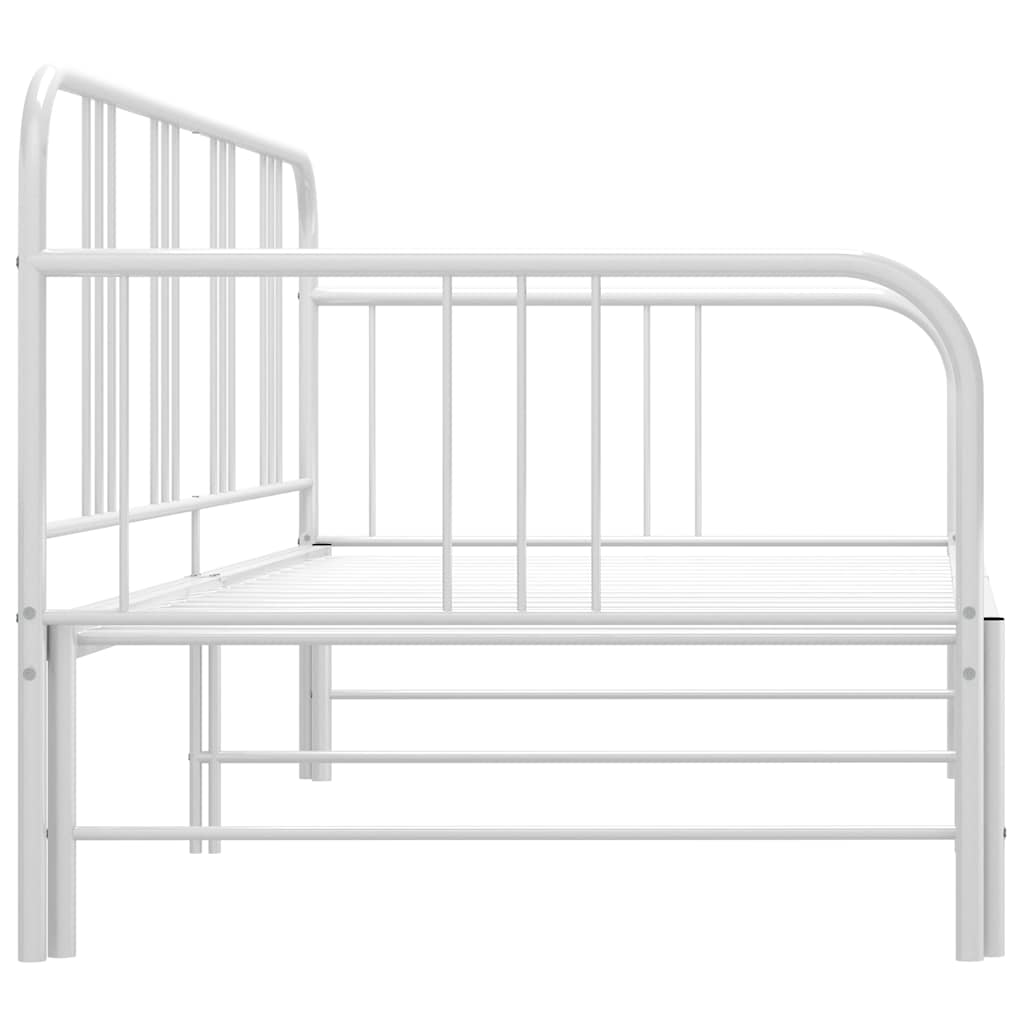 vidaXL Sofa z wysuwaną ramą łóżka, biała, metalowa, 90x200 cm